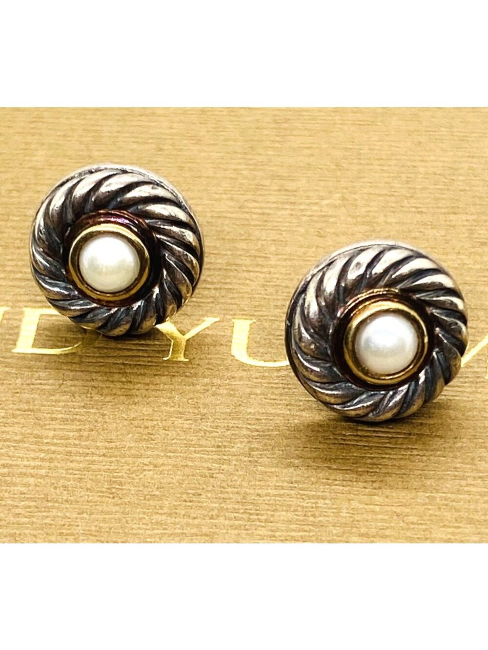 David Yurman Gold Cookie Pearl Earrings 14k 585 925 Sterling